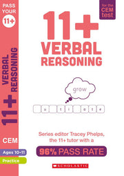 11+ Practice for the CEM Test: Tests for Verbal Reasoning (Ages 10-11) by Tracey Phelps, the tutor with a 96% pass rate (Pass Your 11+)