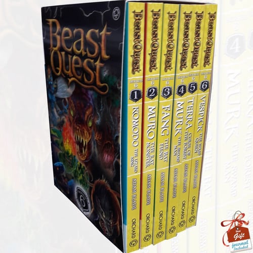 Beast Quest Series 6 Collection 6 Books Set By Adam Blade With Gift Journal inc Komodo the Lizard King, Muro the Rat Monster, Fang the Bat Fiend, Murk the Swamp Man, Terra, Curse of the Forest