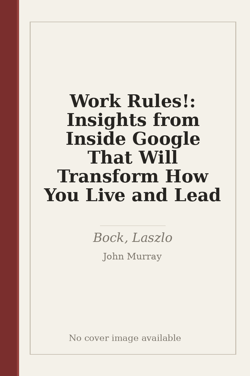 Work Rules!: Insights from Inside Google That Will Transform How You Live and Lead - no cover image available