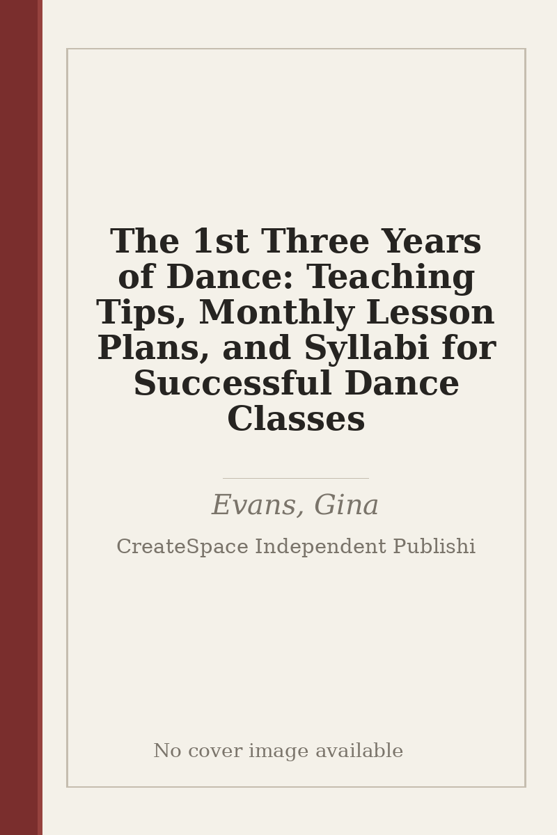 The 1st Three Years of Dance: Teaching Tips, Monthly Lesson Plans, and Syllabi for Successful Dance Classes - no cover image available