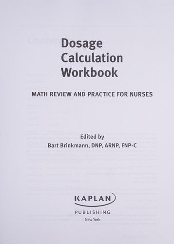 Dosage Calculation Workbook: Math Review and Practice for Nurses