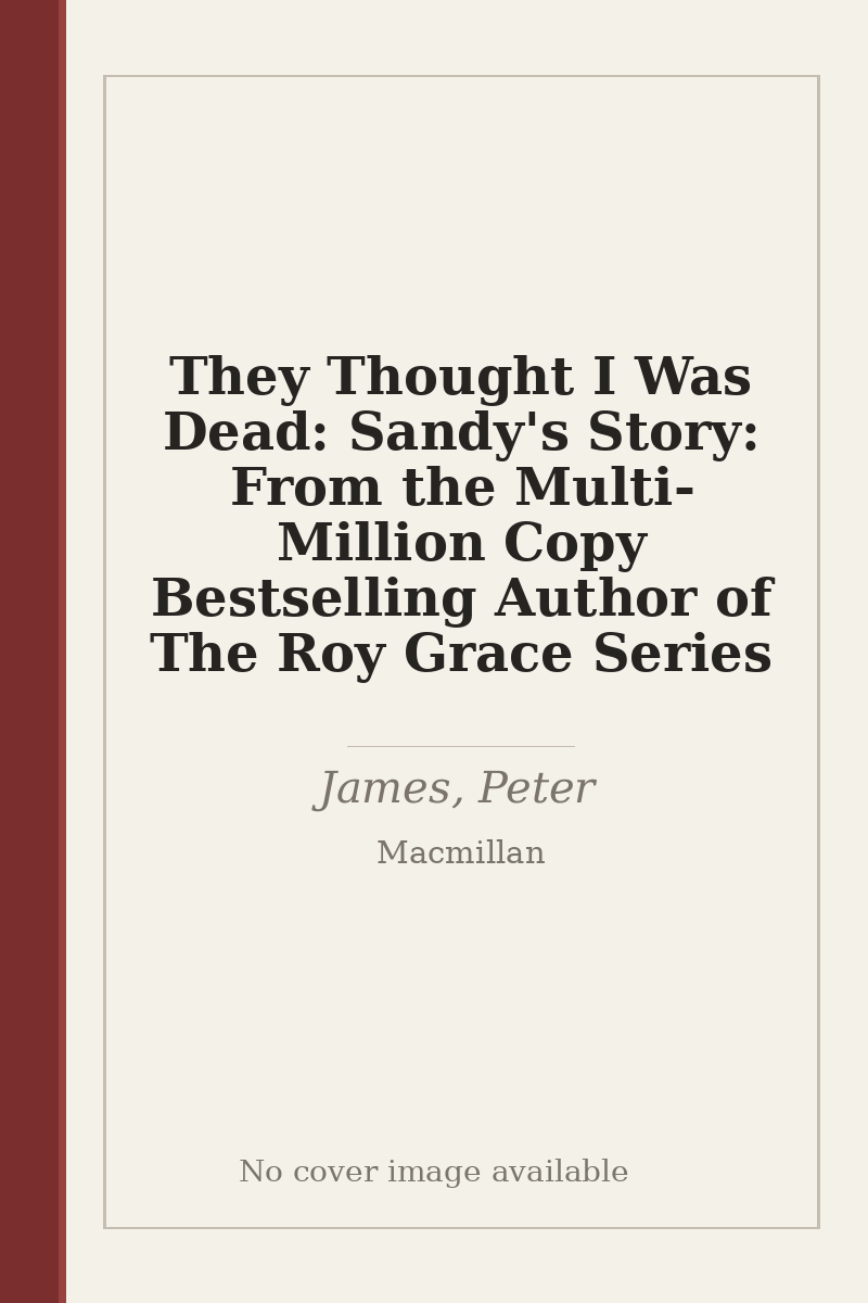 They Thought I Was Dead: Sandy's Story: From the Multi-Million Copy Bestselling Author of The Roy Grace Series - no cover image available