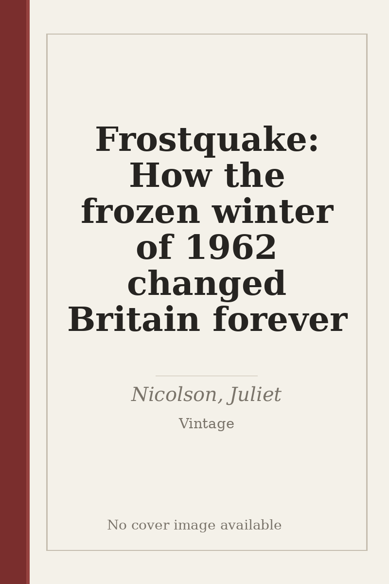 Frostquake: How the frozen winter of 1962 changed Britain forever - no cover image available