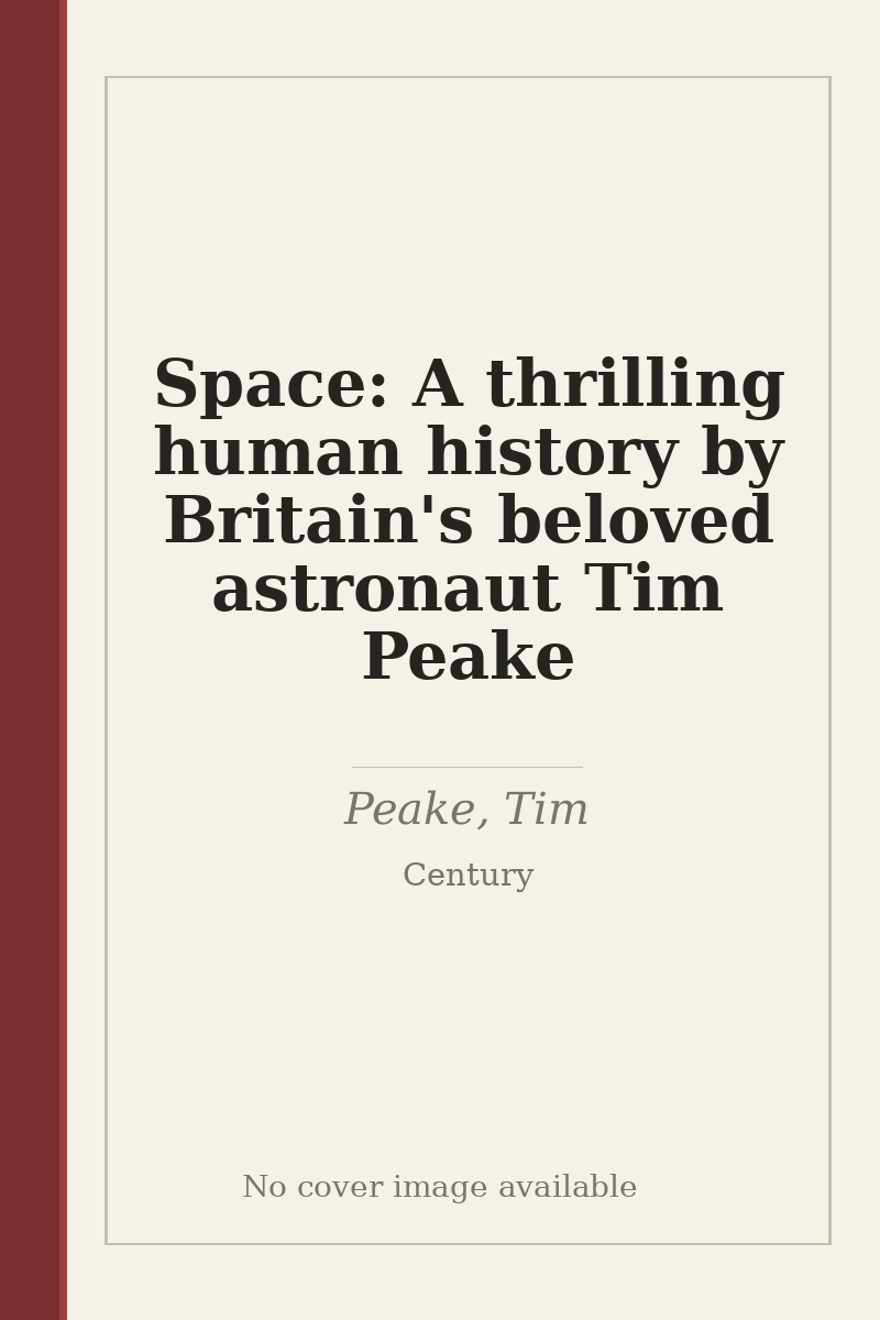 Space: A thrilling human history by Britain's beloved astronaut Tim Peake - no cover image available