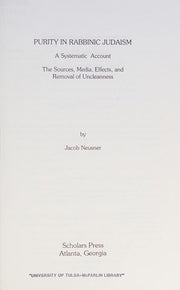 Purity in Rabbinic Judaism: A Systematic Account (Studies in the History of Judaism)