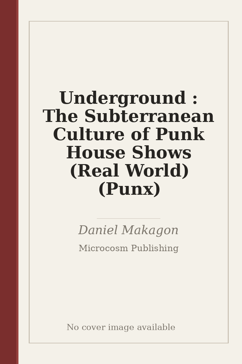Underground : The Subterranean Culture of Punk House Shows (Real World) (Punx) - no cover image available