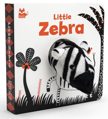 Little Zebra (Happy Fox Books) High-Contrast Art in Black, White, & Red Designed Specifically for Babies; Soft Plush Zebra Puppet, Die-Cut Elements, ... Books): Book and Attached Finger Puppet