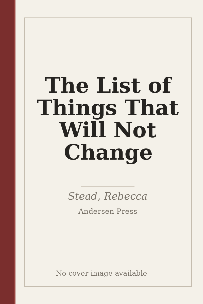 The List of Things That Will Not Change - no cover image available