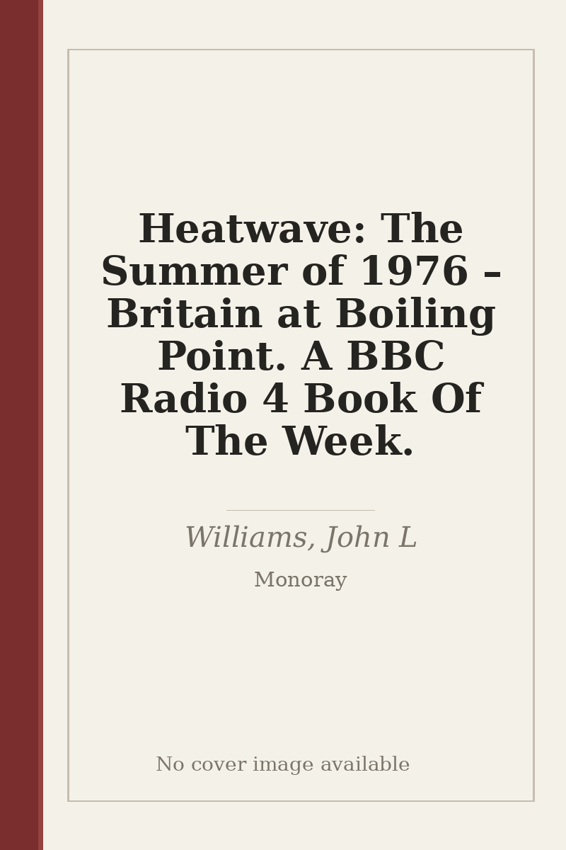 Heatwave: The Summer of 1976 – Britain at Boiling Point. A BBC Radio 4 Book Of The Week. - no cover image available