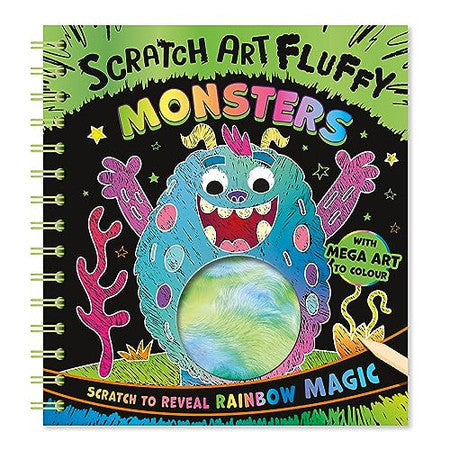 Bookoli - Scratch Art Fluffy Monsters Books - Scratch Art Colouring Book - Monster Activity Book - Perfect for Kids Aged 4 to 6 Years - Arts and Crafts for Children