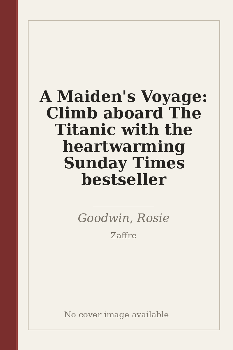 A Maiden's Voyage: Climb aboard The Titanic with the heartwarming Sunday Times bestseller - no cover image available
