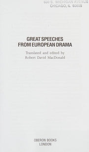 Great Speeches from European Drama (Oberon books / LAMDA)