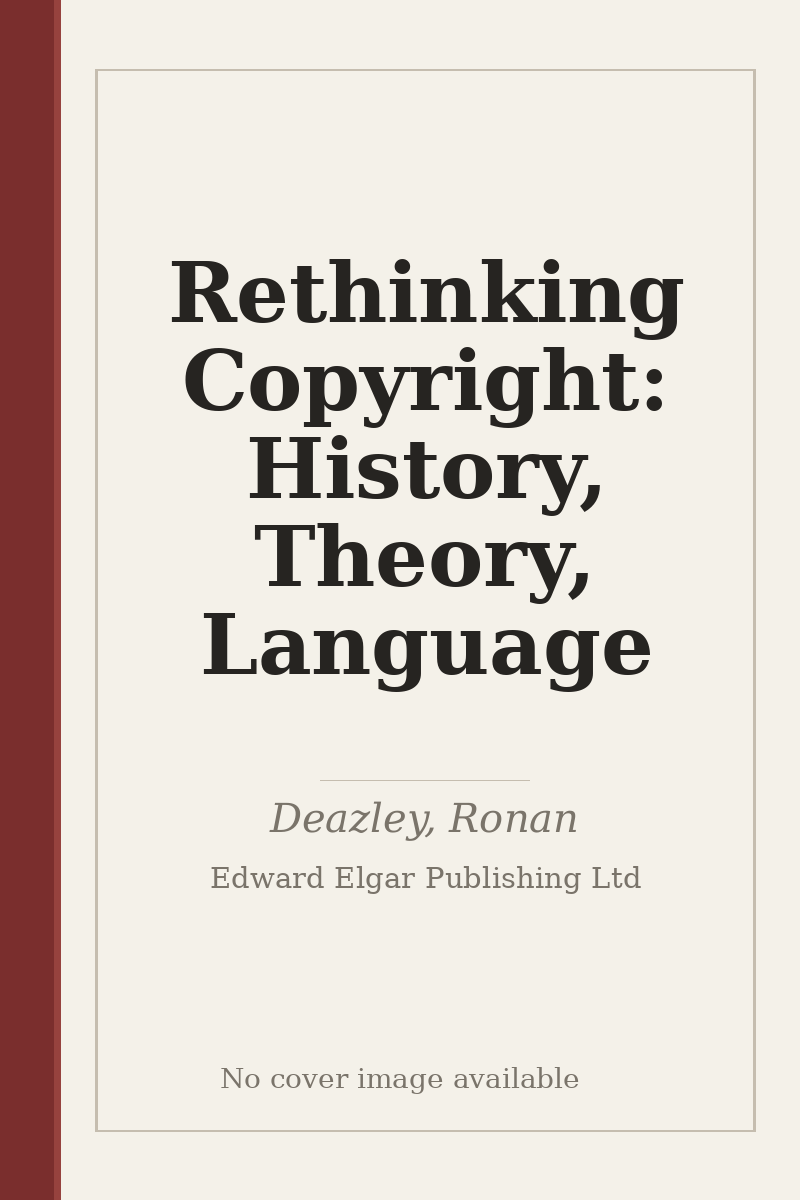 Rethinking Copyright: History, Theory, Language - no cover image available