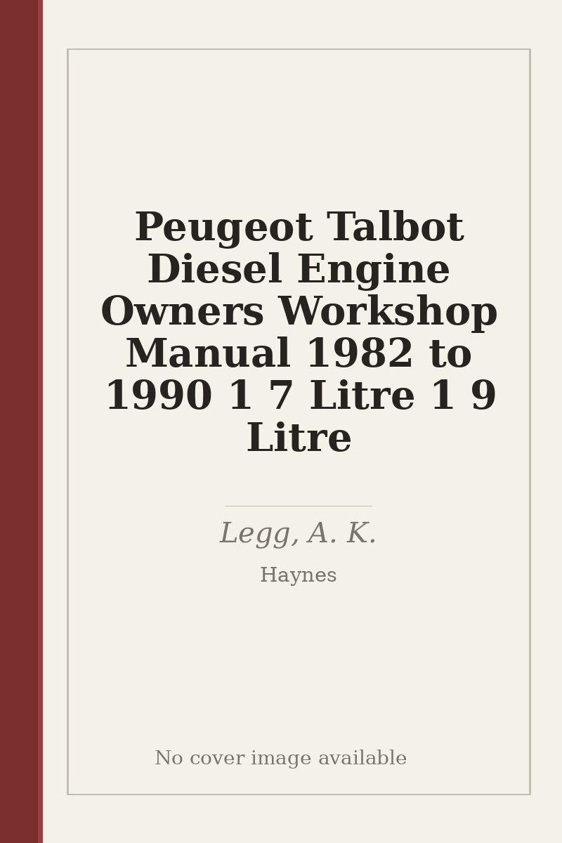 Peugeot Talbot Diesel Engine Owners Workshop Manual 1982 to 1990 1 7 Litre 1 9 Litre - no cover image available