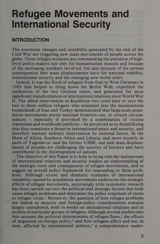 Refugee Movements and International Security (Adelphi Papers)