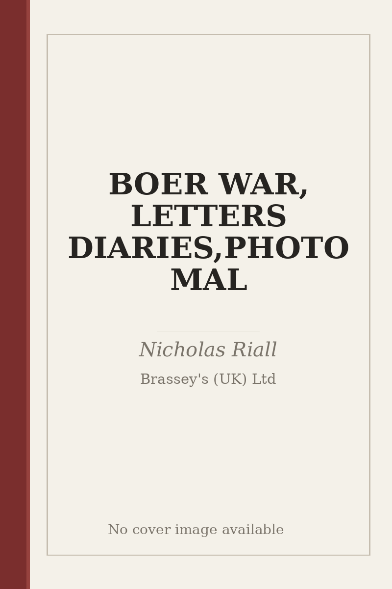 BOER WAR, LETTERS DIARIES,PHOTO MAL - no cover image available