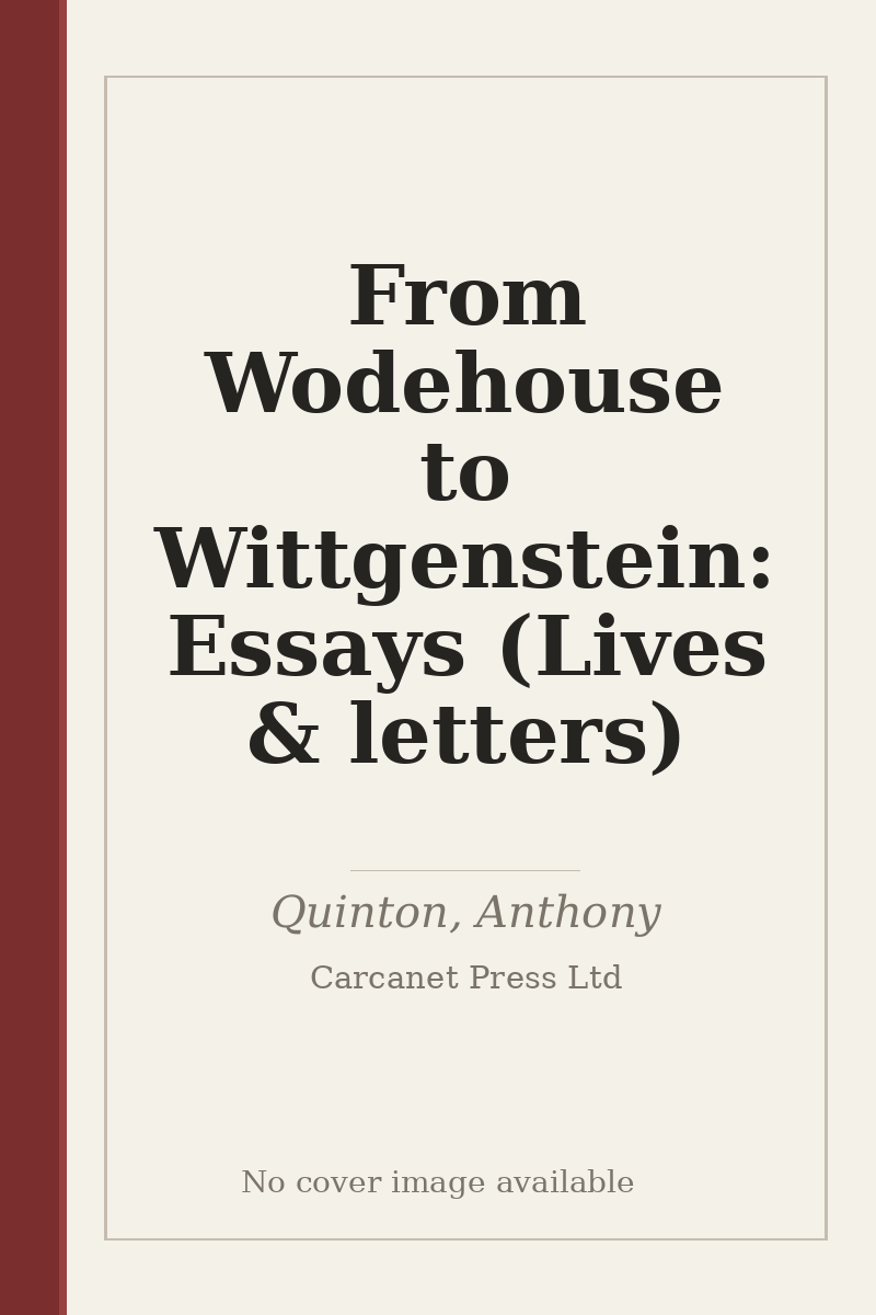 From Wodehouse to Wittgenstein: Essays (Lives & letters) - no cover image available