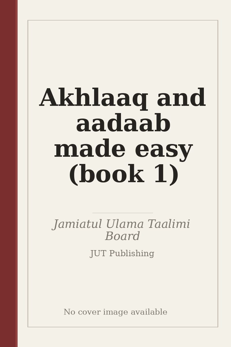 Akhlaaq and aadaab made easy (book 1) - no cover image available