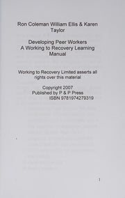 Developing Peer Support Workers: Training Manual