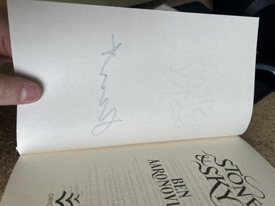 Signed Book - Stone and Sky by Ben Aaronovitch First Edition 1st Print