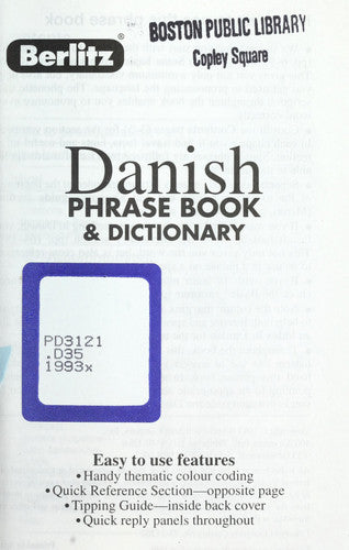 Danish Phrase Book with Dictionary (Berlitz Phrasebooks)