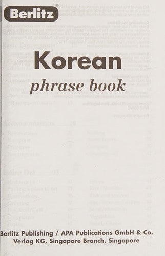 Berlitz Korean Phrase Book (Berlitz Phrasebooks)