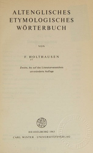 Altenglisches etymologisches Worterbuch