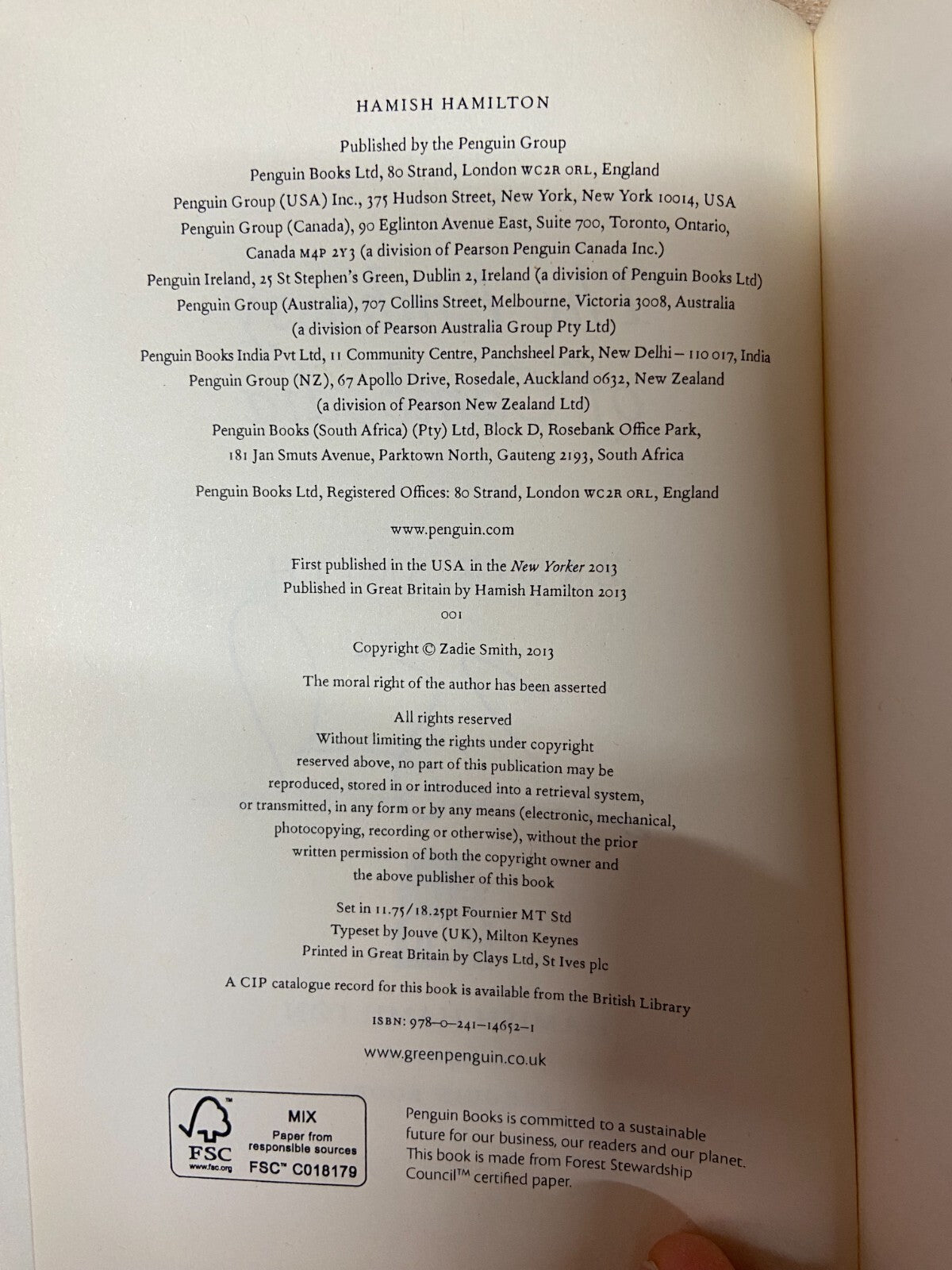 Zadie Smith - The Embassy of Cambodia - Signed
