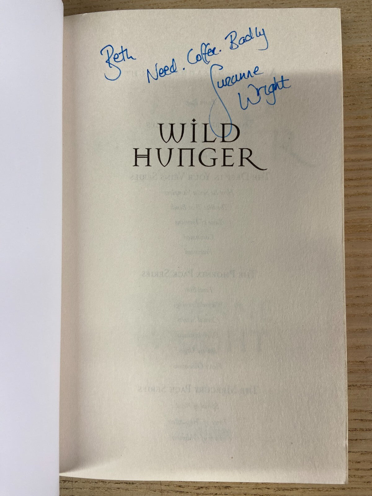 Wild Hunger - Suzanne Wright - Signed