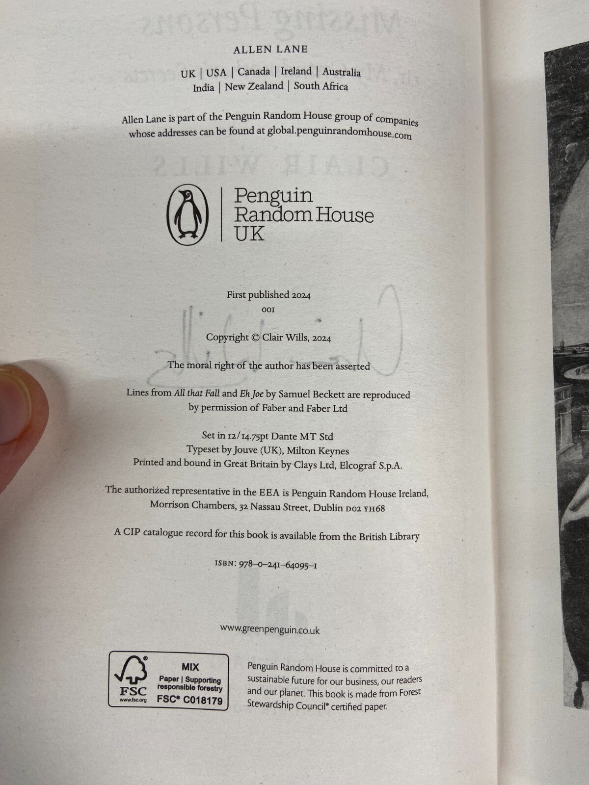 Missing Persons, Or My Grandmother's Secrets - Clair Wills - Signed