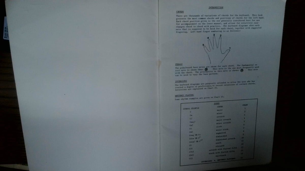 Diagrammatic Chords for Electronic Organ Bert Kempster Rare