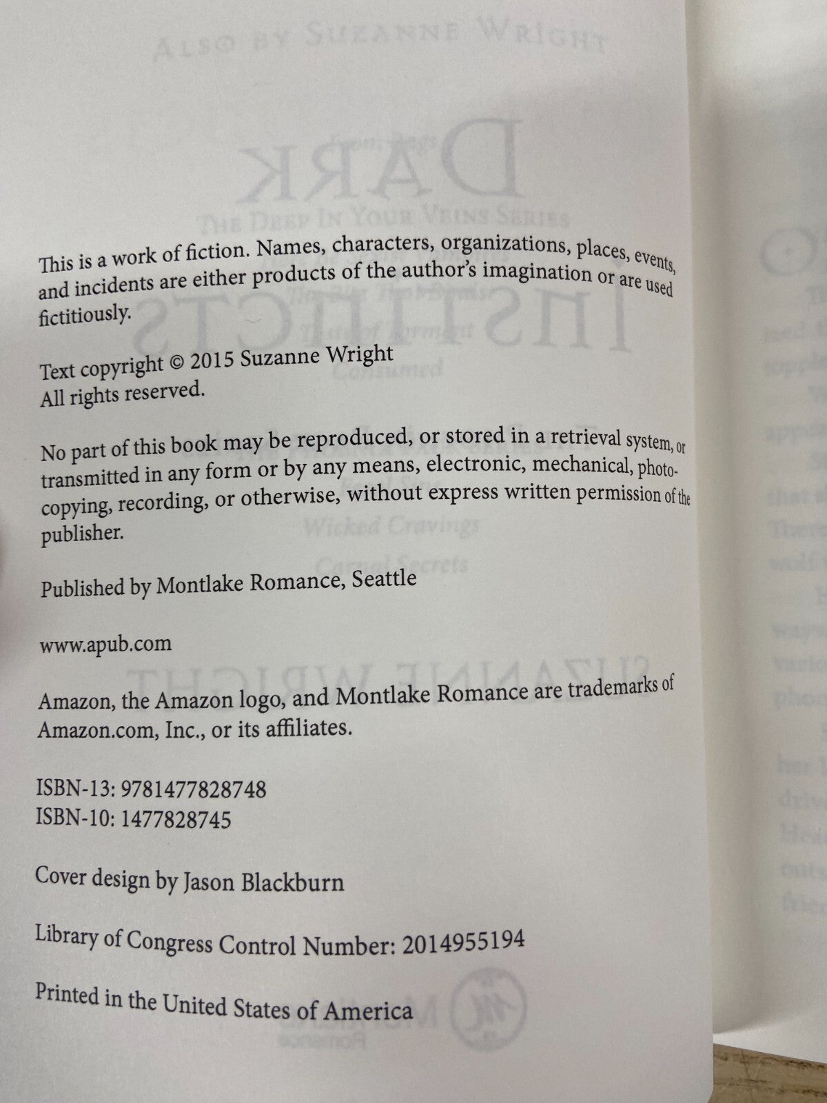 Dark Instincts - Suzanne Wright - Signed