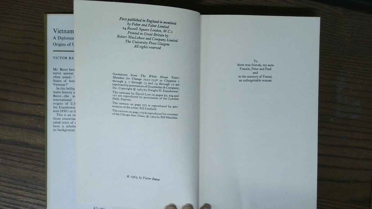 Vietnam A Diplomatic Tragedy: Origins of U. S. Involvement, Victor Bator, 1965