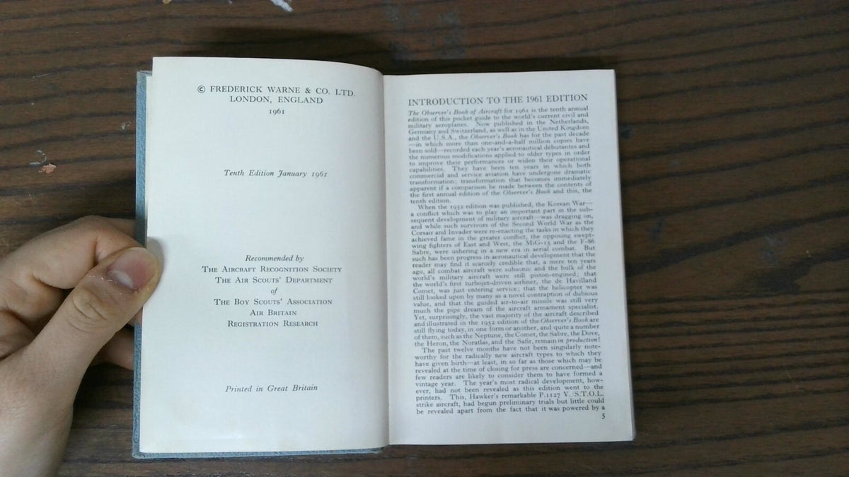 The Observer's Book of Aircraft, 1961, Warne Book