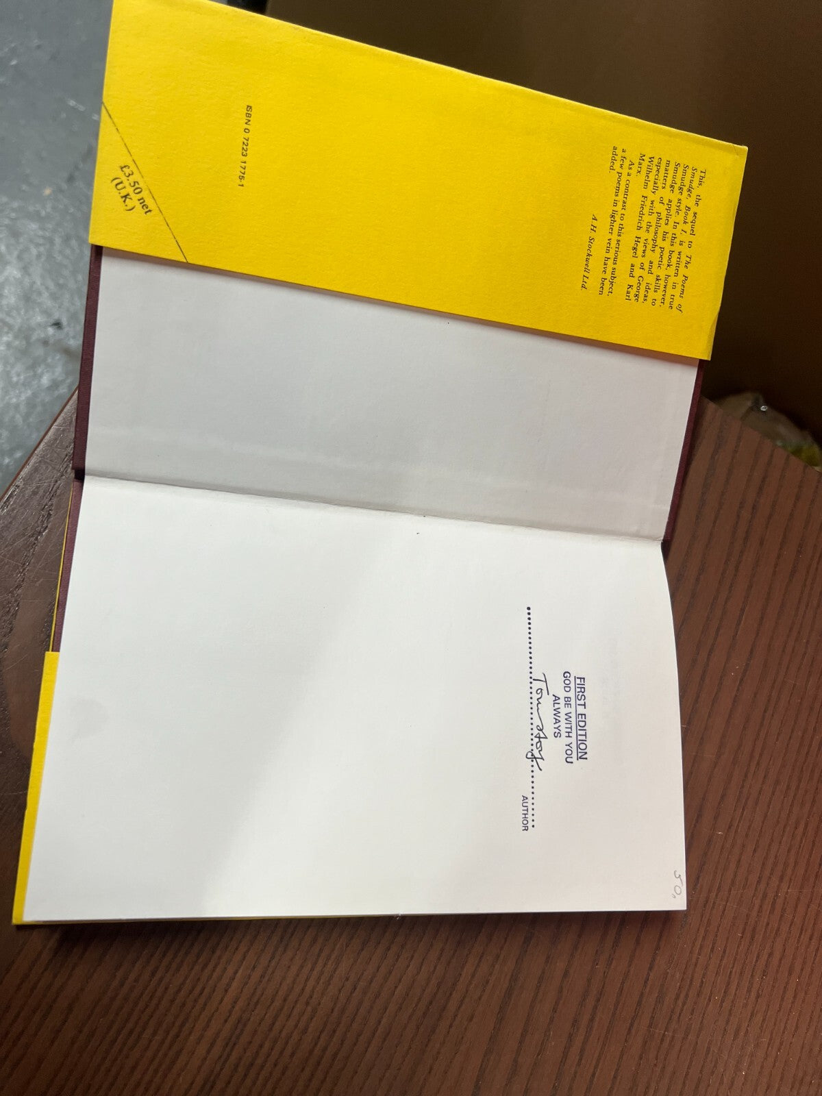 The Poems of Smudge Book 2 SIGNED 1st Edition, Tom Hoy, Stockwell, 1983