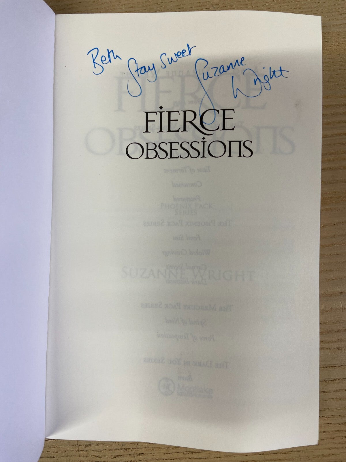 Fierce Obsessions - Suzanne Wright - Signed