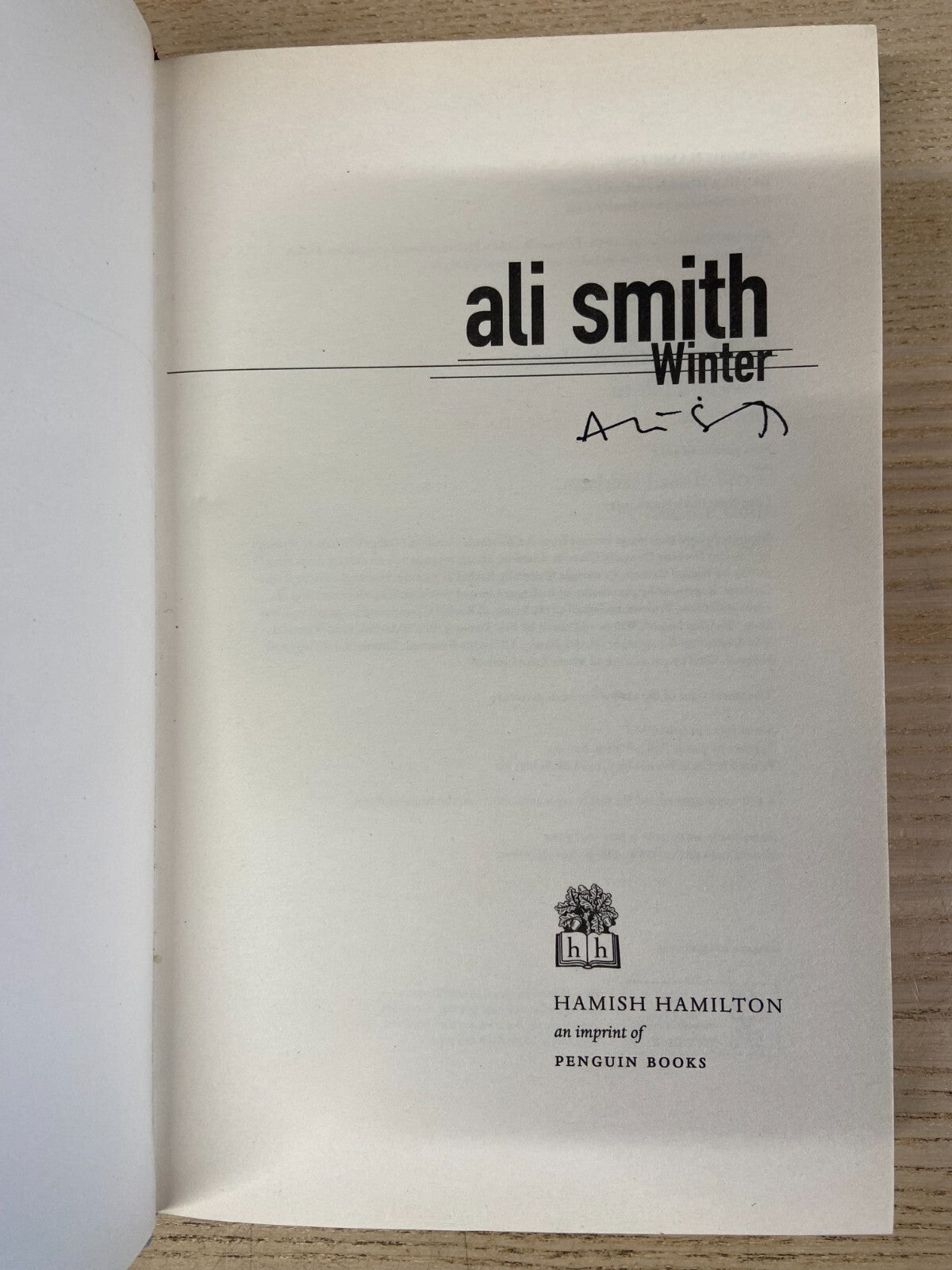 Winter - Ali Smith - Signed