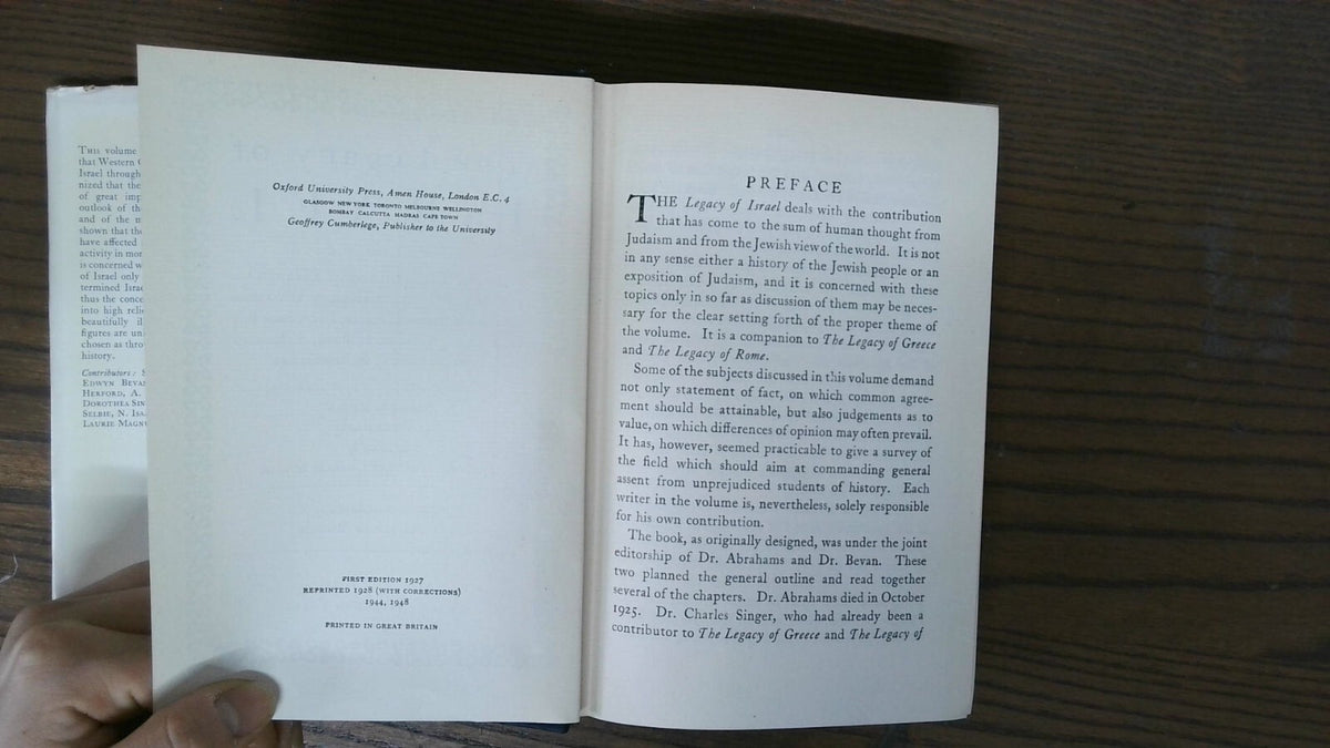 THE LEGACY OF ISRAEL, Abrahams, I, 1948, At the Clarendon Press