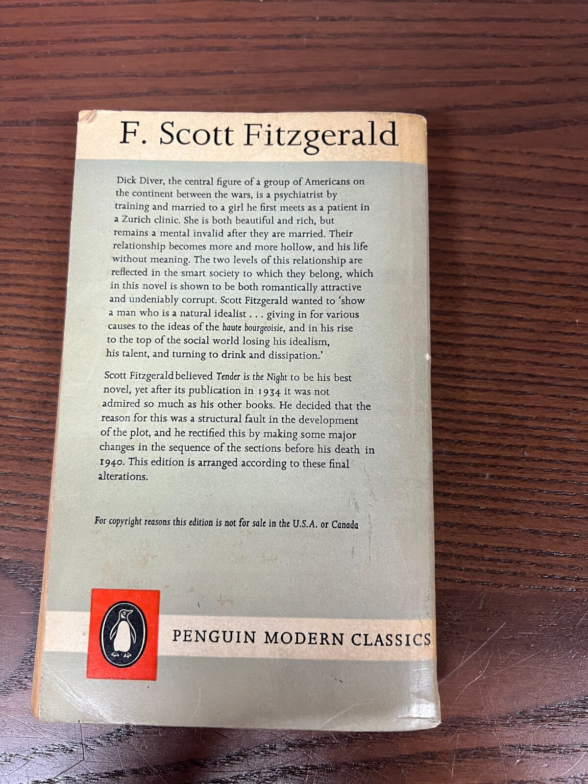 Tender is the Night, F. Scott Fitzgerald, Penguin, 1961