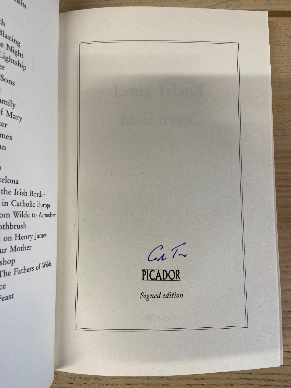 Long Island - Colm Toibin - Signed