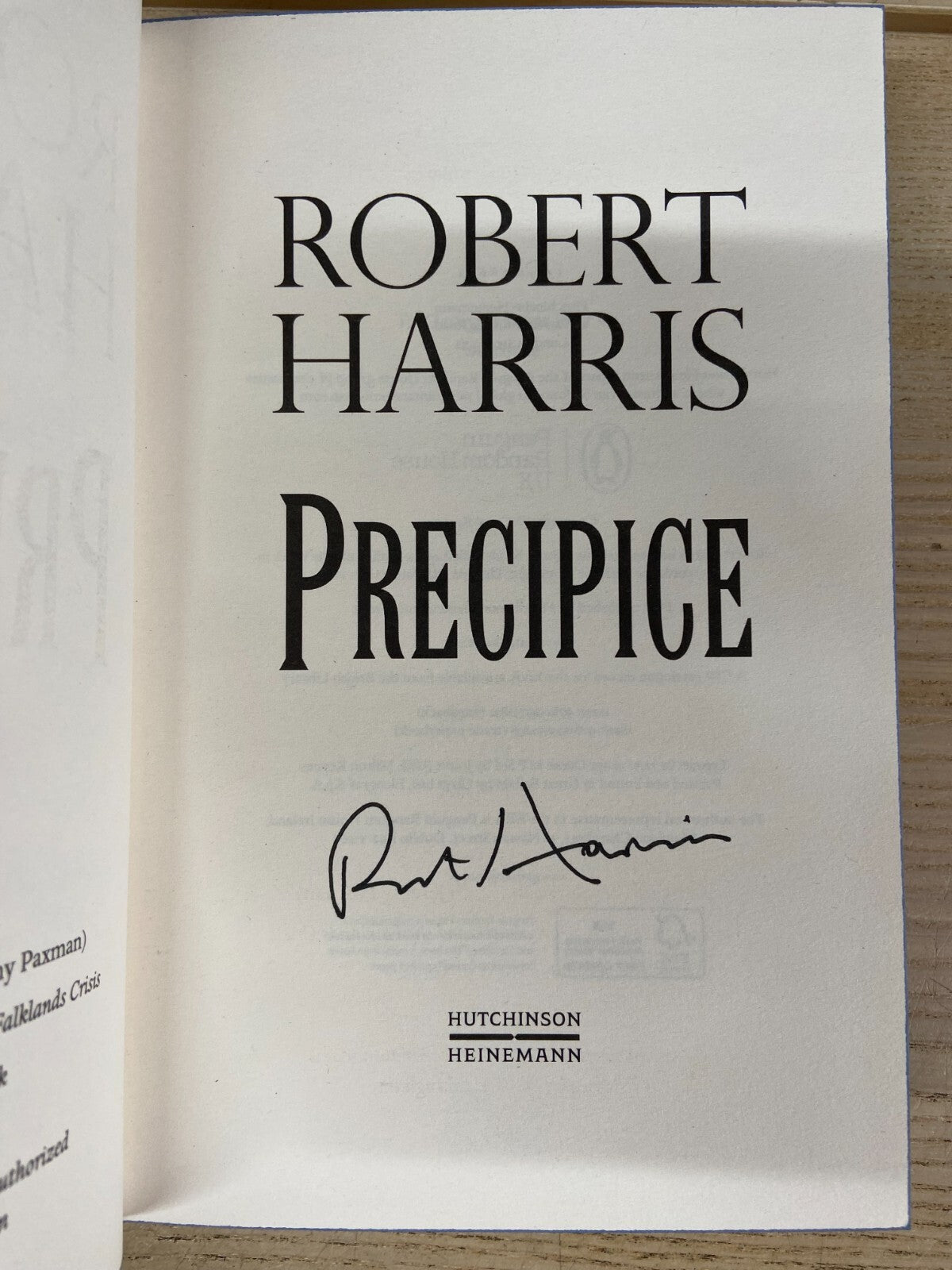 Precipice - Robert Harris - Signed