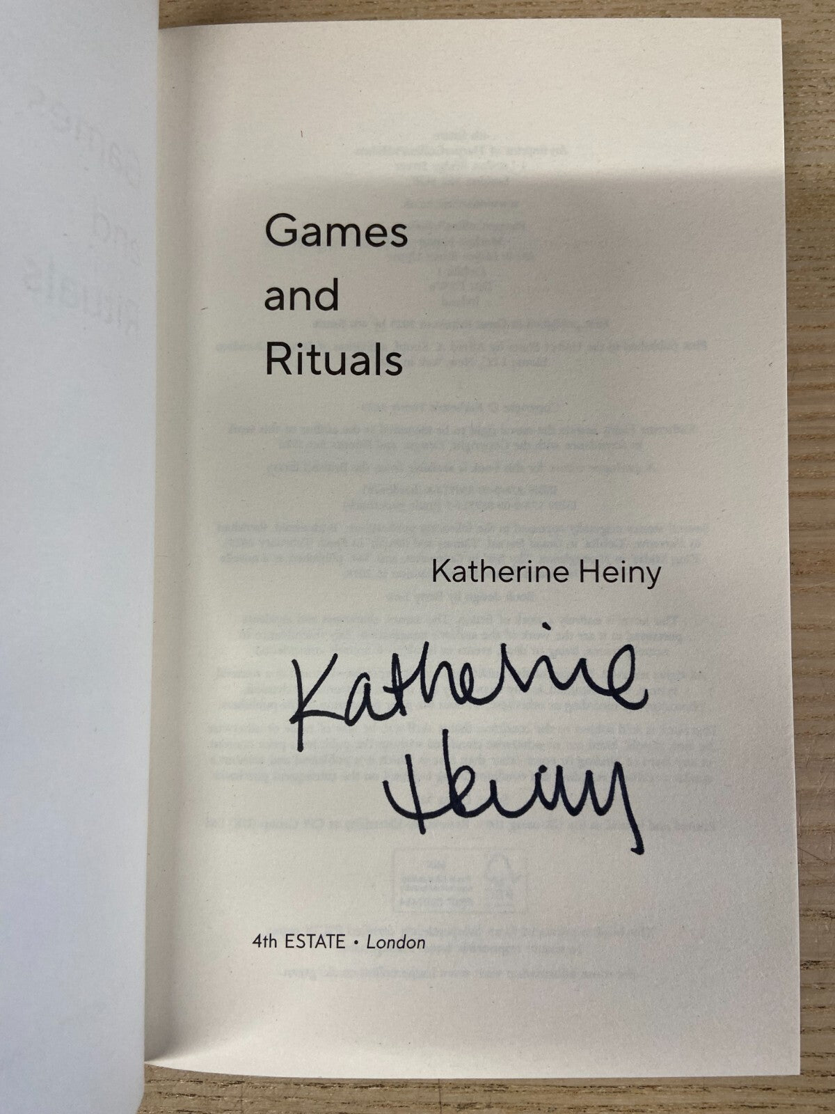 Games and Rituals - Katherine Heiny - Signed