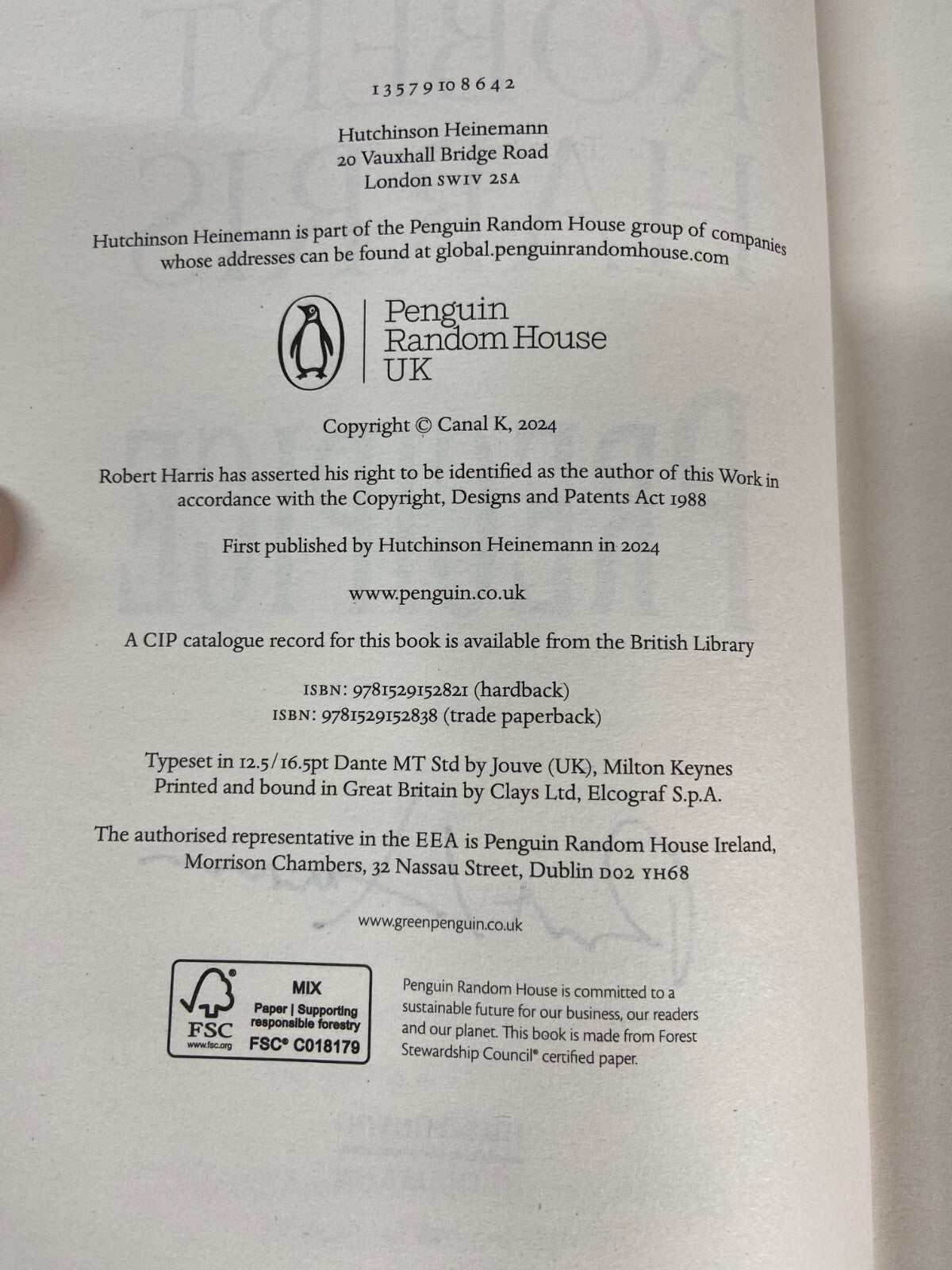 Precipice - Robert Harris - Signed