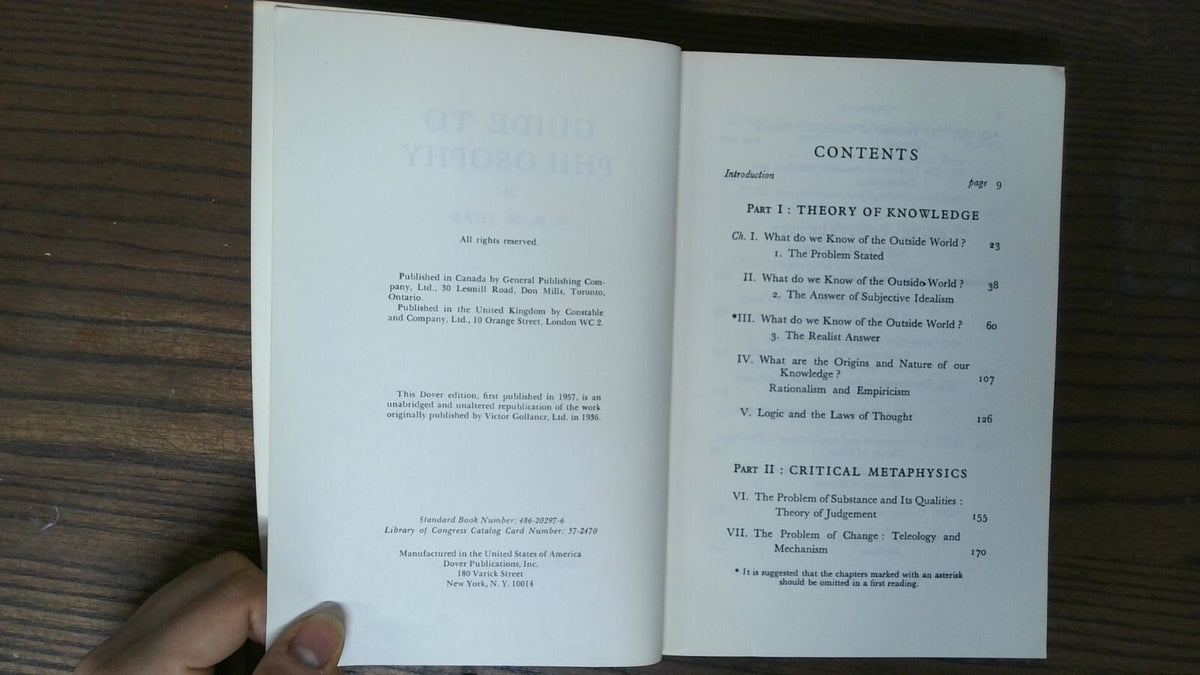 Guide to Philosophy, C. E. M. Joad, 1957, Dover Publications