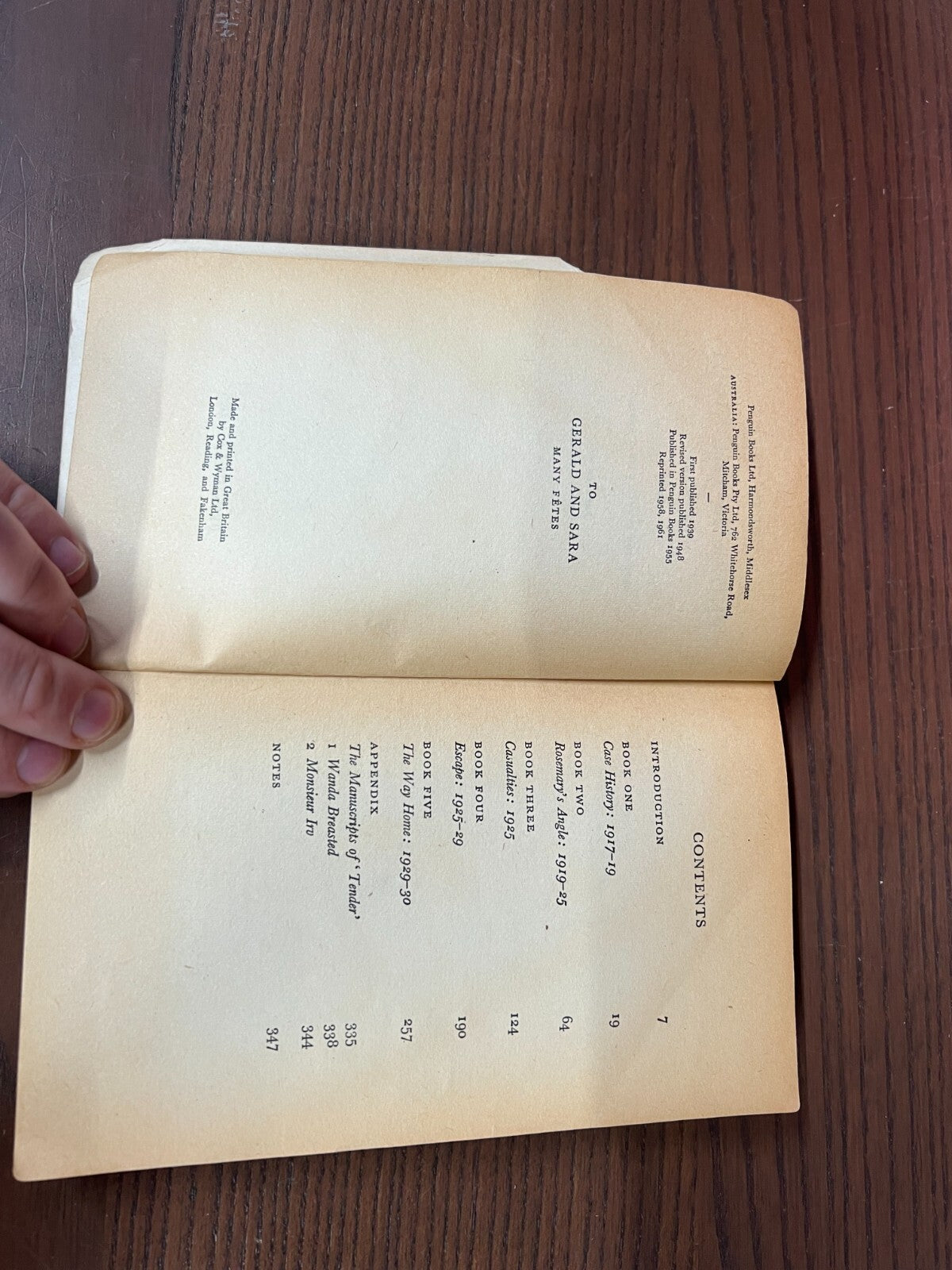 Tender is the Night, F. Scott Fitzgerald, Penguin, 1961