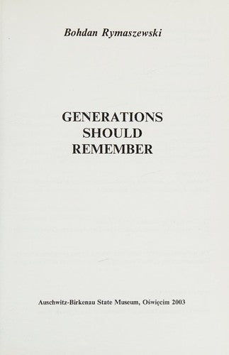 Generations Should Remember