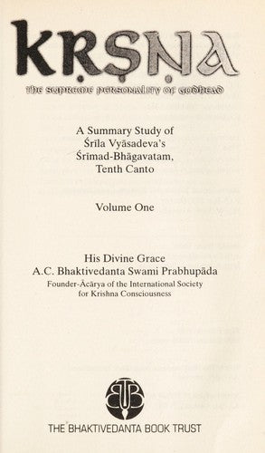 Krsna: v. 2: The Supreme Personality of Godhead
