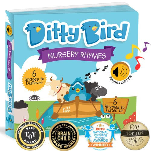 Ditty Bird Musical Books for Toddlers | Fun Children's Nursery Rhyme Music Toy | USB-C rechargeable sound book for 1-3 | Old Macdonald’s Farm Book with Sound