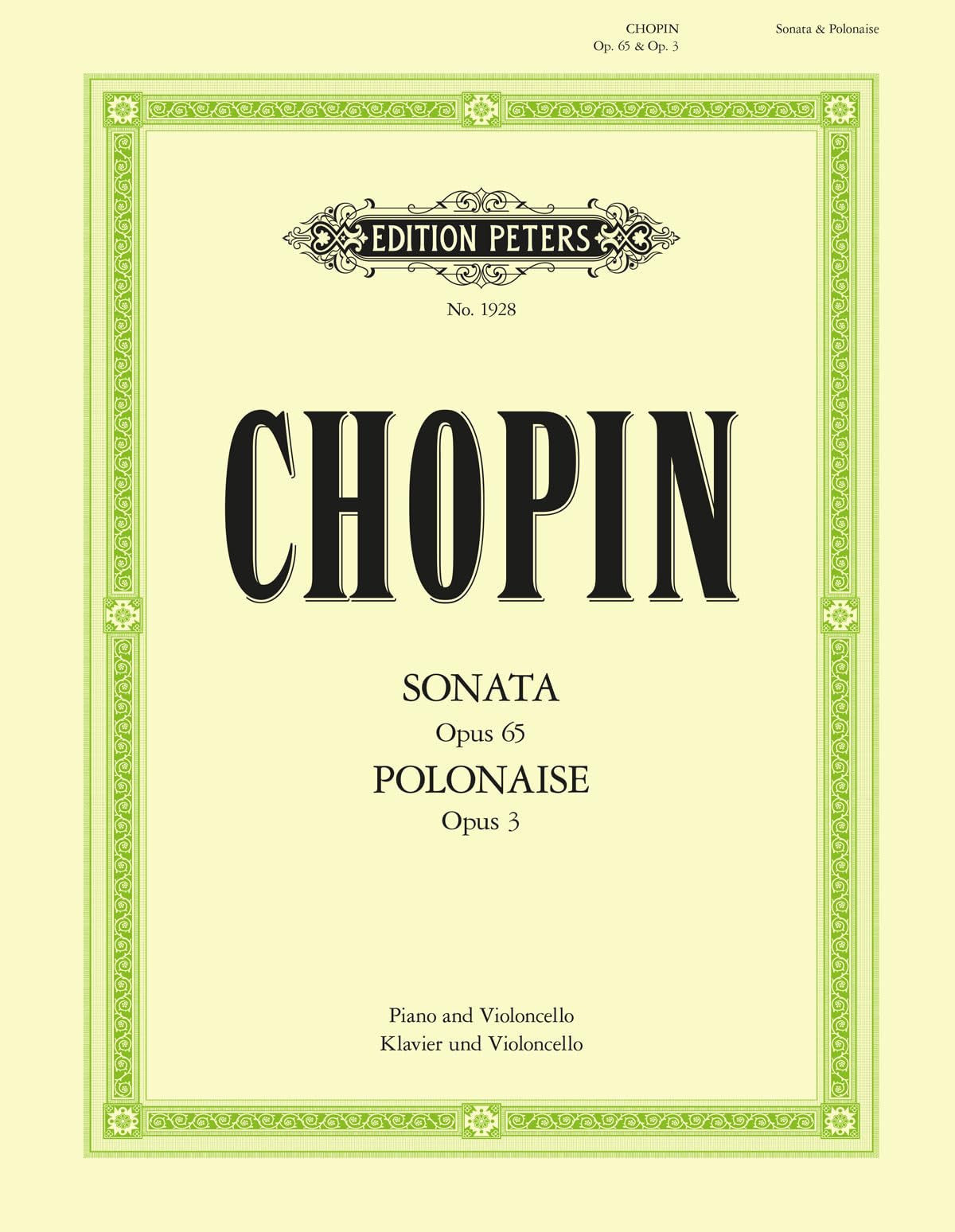 Chopin: Sonata in G minor Op.65; Polonaise in C Op.3 (Cello and Piano) (EP1928)