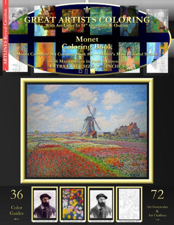 Monet Coloring Book: Monet Complete Art Coloring Book #2 - Monet's Most Colorful Scenes